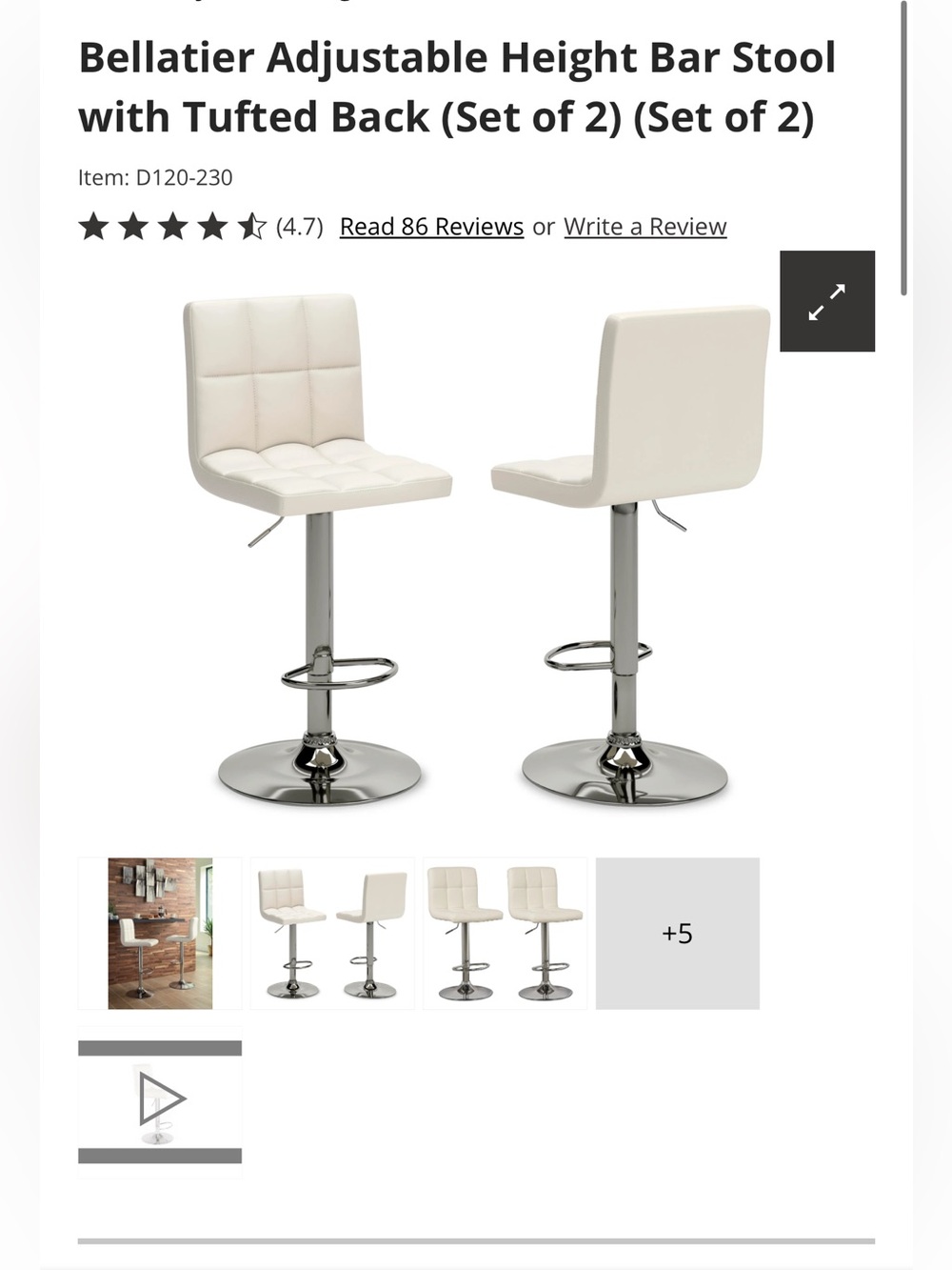 Signature by ashley Bellatier Adjustable Height Bar Stool